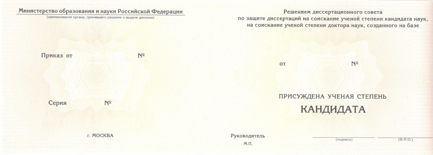 Диплом кандидата наук с 2015 по 2025 годы