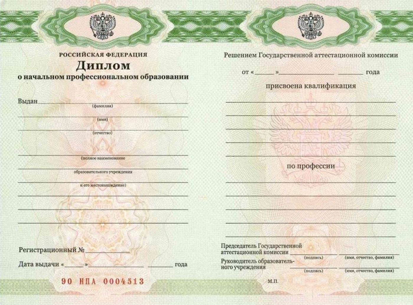 Диплом ПТУ с 2011 по 2025 годы